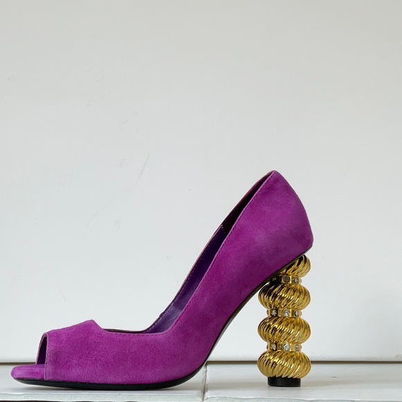 I AM JENNIFER LE Womens Purple Open Toe Suede Heels EU40 US9M - Picture 1 of 8
